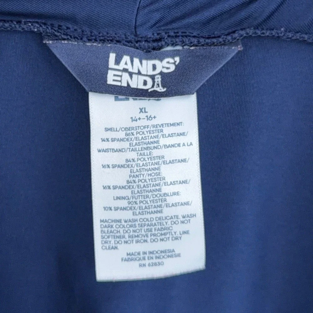 Lands End Swim Shorts Women XL 14-16 Polyester Spandex Blue